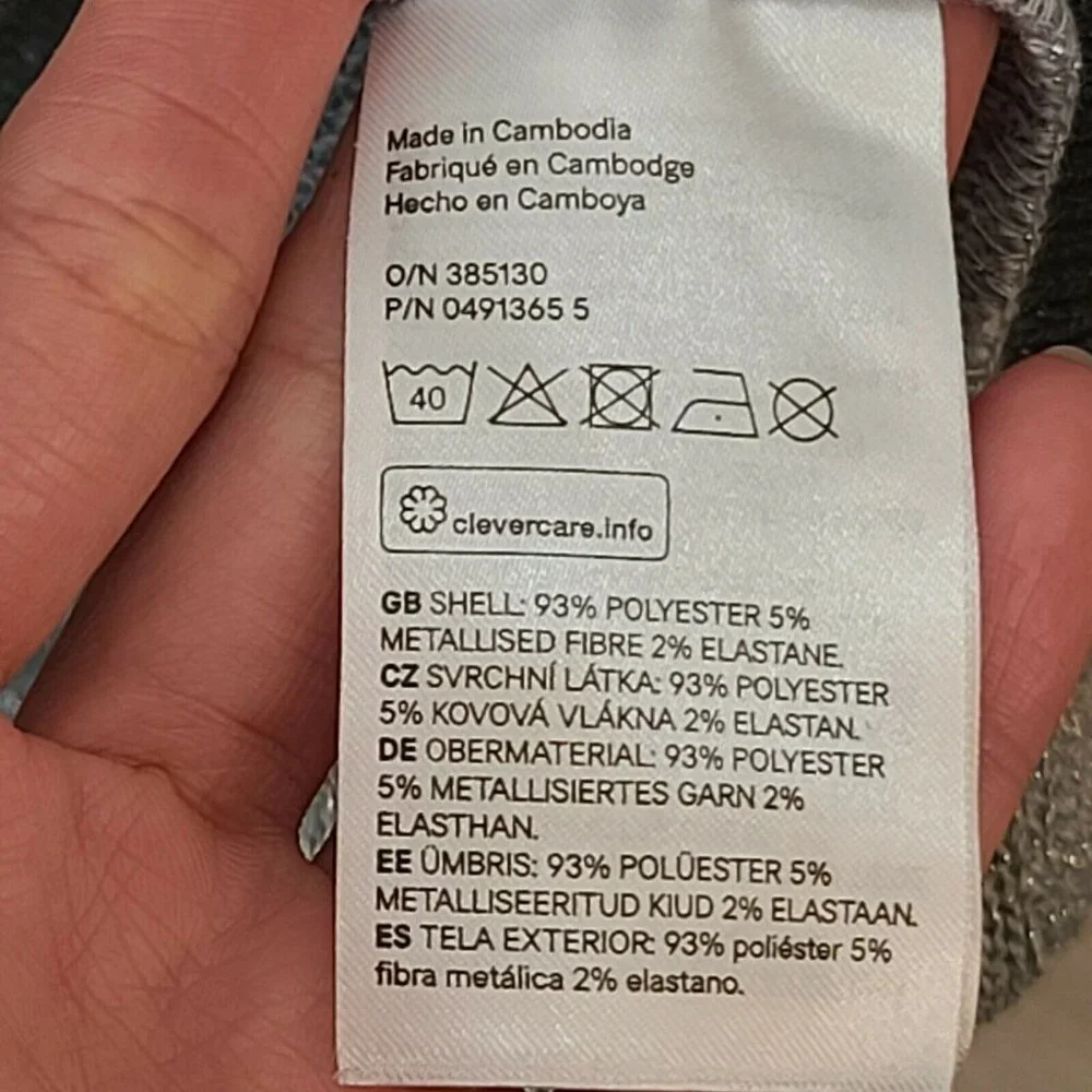 Divided H&M Sweater Womens Medium Gray Metallic Slouchy Sleeve Hooded Casual - Picture 11 of 12